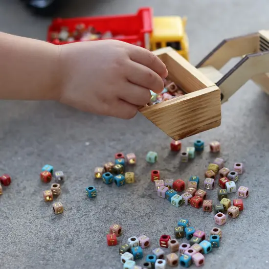 Letter Beads, Augshy 1400 Pcs Morandi Cube Alphabet Beads,Square Letter Beads with 1 Roll 10M Crystal String Cord {3}