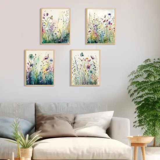 4 Pcs Diamond Art Kits DIY Painting for Adult Aesthetic Wall Diamond Crafts Aesthetic Room Decor Cute Painting Pictures 5d Craft Wall Decor for Home 10 x 11.8''(Wild Flower) {5}