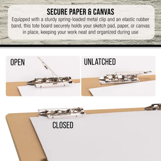 23" x 26" Artist Sketch Tote Board - Lightweight Hardboard Drawing Board with Handle, Clip & Rubber Band for Art, Sketching, Travel, Studio {4}