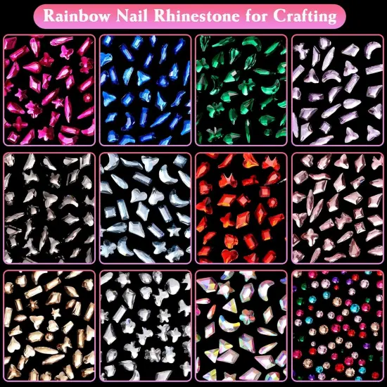 440 Pcs Multi Shapes Flatback Rhinestones - Colored Gems {4}