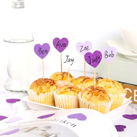 Purple White Lavender Heart Confetti - 300pcs {3}