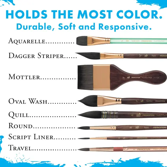 Princeton Series 4750 Neptune Synthetic Squirrel Brush-Short Handle Oval Wash 1" {7}