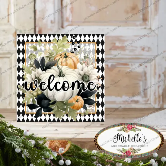 Welcome Fall Foliage Harlequin Sign {3}