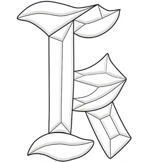 4" x 5-3/8" Exquisite Clear Glass Letter K Bevel Cluster BLK {1}