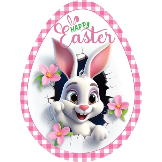 12in Waterproof Sign: Happy Easter Bunny Egg {1}