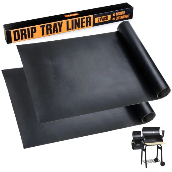 [2 Pack] Impresa Customizable Drip Tray Liner for Traeger Pro 575, Traeger Pro 22, Traeger Pro 780 & Traeger Tailgater Drip Tray - Impresa Reusable Grill Drip Pan Liner for Traeger Drip Tray Liner Black {1}