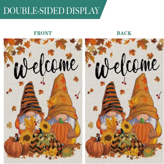 Fall Garden Flag Gnomes Yard Flag 12.5 x 18 {3}