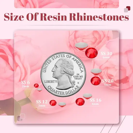 8000PCS 3mm Flatback Resin Rhinestones with Tweezers and Pen (Red) {3}