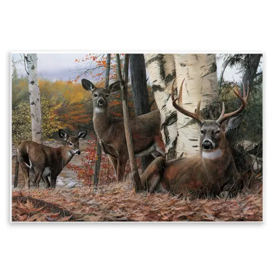 Elk Family Woodland Foliage Wall Plaque Art {1}