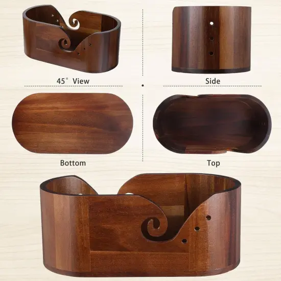 Large Oval Crochet Yarn Bowl, Wooden Storage Yarn Bowls for Crocheting {4}