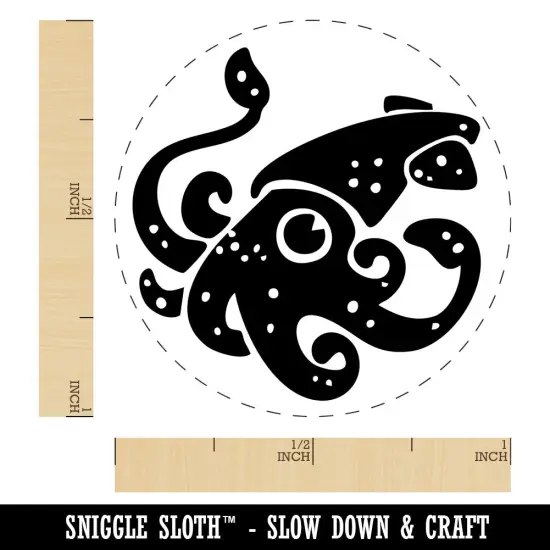 Curious Spotted Squid Tentacles Arms Self-Inking Rubber Stamp Crafting Planners Green {1}