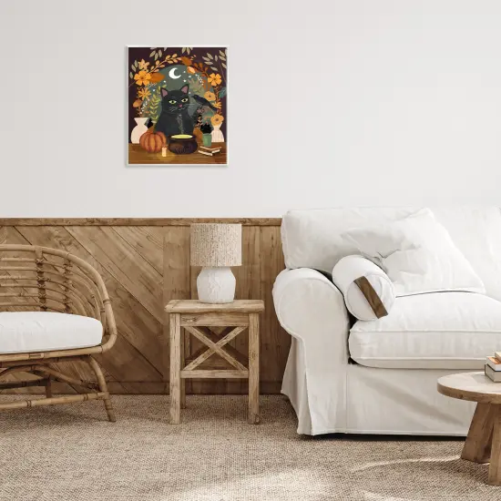 Autumnal Cat & Cauldron Wall Plaque Art {2}