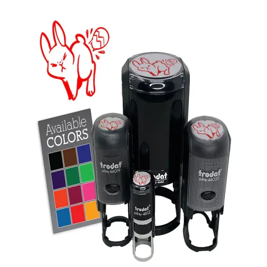 Funny Easter Bunny Laying Egg Self-Inking Rubber Stamp Crafting Planners Black {7}