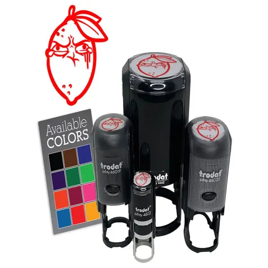 Sour Lemon Puckered Scrunched Face Self-Inking Rubber Stamp Crafting Planners Brown {7}