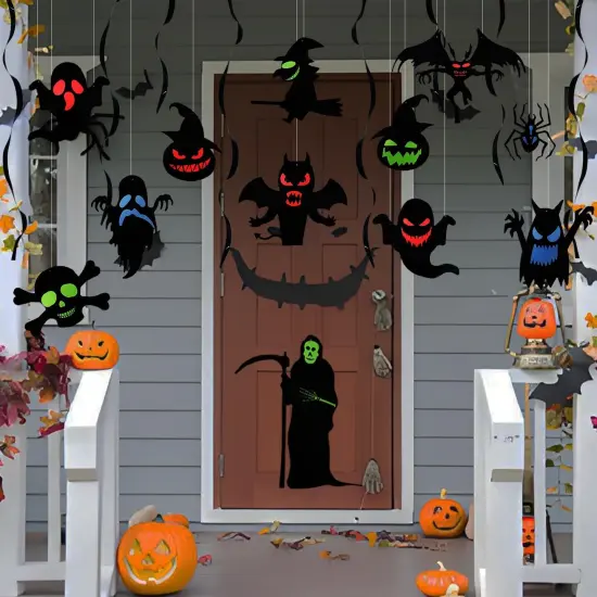 12 PCS Halloween Glow Party Hanging Swirls Decorations {5}