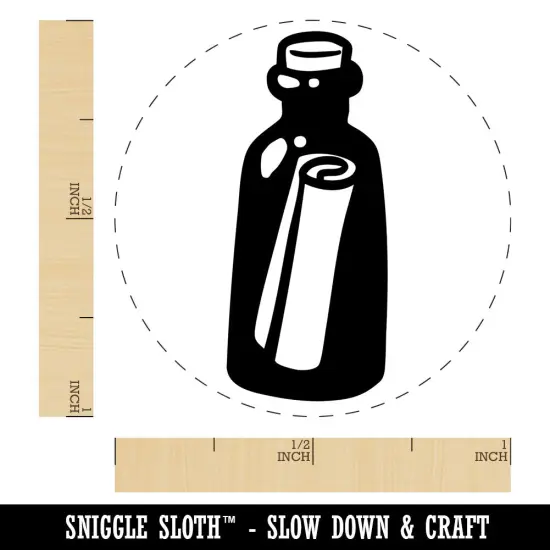 Rolled Message In A Bottle Secret Self-Inking Rubber Stamp Crafting Planners Fuchsia {1}