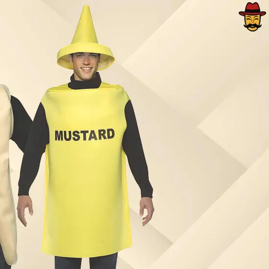 Hot Dog and Mustard Couples Costume Set Halloween Food Tunics Funny Group Party Outfit {3}