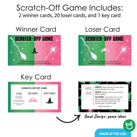 Big Dot of Happiness Witch Party Game Scratch Off Cards, Fun Activity for Kids, Pink and Green Birthday or Halloween Party Game for Girls - 22 Count {6}