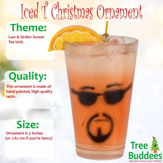 Tree Buddees Iced T Ornament Funny Rapper & Actor Inspired Resin Glass of Iced Tea {2}
