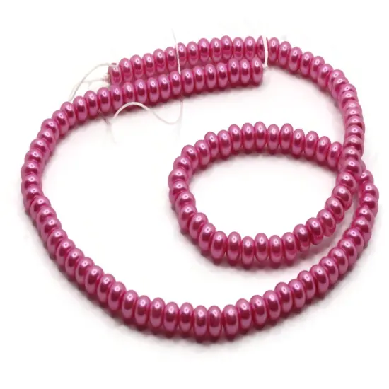 120 5mm Pink Glass Pearl Rondelle Beads {5}