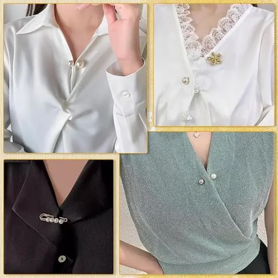 50 Pcs Pearl Brooch Safety Pins for Clothes Dress Jeans Pants Skirt Faux Pearl Rhinestones Tightener Safety Pins for Women Waist Decoration Accessories Sock Charms Pins {4}