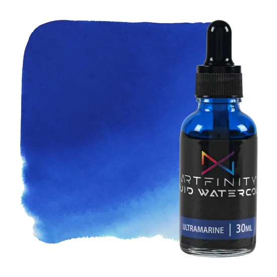 Artfinity Liquid Watercolor Paint 30 ml Bottle, Ultramarine - Vibrant Dye-Based Liquid Watercolor w/ Glass Pipette, Fast-Drying, Fine Art Paint for Calligraphy, Airbrushing & Traditional Art {1}