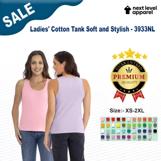 Next Level Apparel&reg; Ladies' Cotton Tank Soft and Stylish STONEWASH DENIM {3}