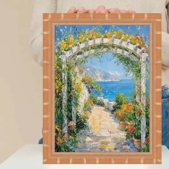 Boho Gold Bamboo Wood Picture Frame 12x20 frame {7}