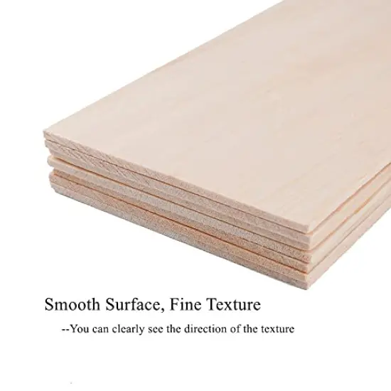 12 Pack Balsa Wood Sheets 1/16 x 4 x 8 Inch Natural Wood Color Unfinished Wood for Crafts Make Models of House Airplane Ship Boat DIY Wooden Plate Model (200x100x1.5mm) {6}