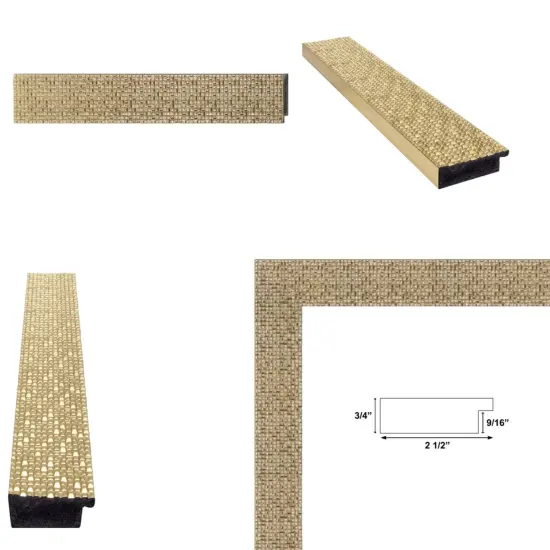 Wide Bright Gold Glitter Metallic Picture Frame - Modern Disco Retro 13x13 frame {4}