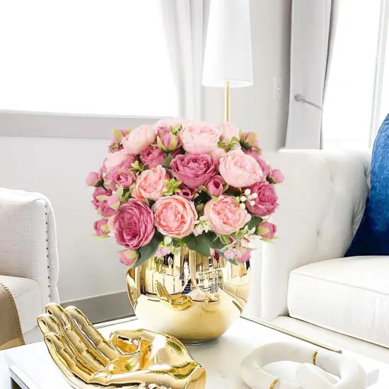 4 Bundles Artificial Peonies Silk Flowers (Mix Pink) {4}