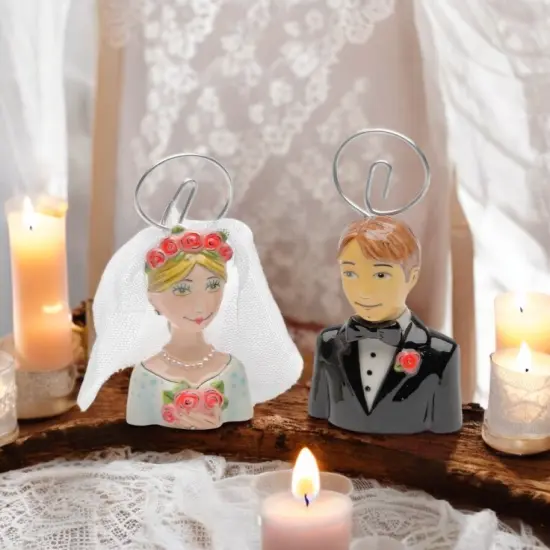 Ceramic Bride & Groom Card Holder ( 2 Pcs Set ), Wedding Party Decor {2}