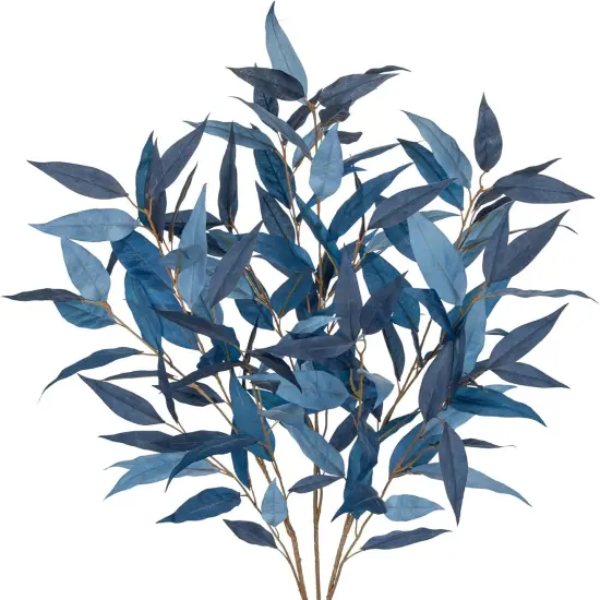 32 Inch Artificial Eucalyptus Leaves and Stems - Navy Blue {1}