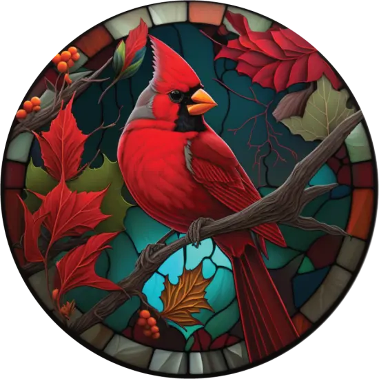 Faux Stained Glass Cardinal Bird Sign {2}