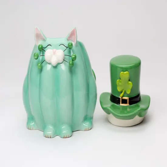 Ceramic Saint Patrick Whisker Cat Candy Box, Saint Patrick Decor, Saint Patrick Gift, Gift for Her, Gift for Mom {3}