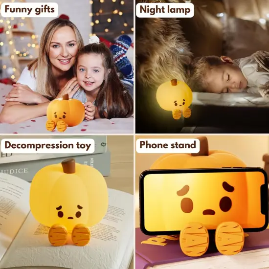 Cute Pumpkin Decor Silicone Rechargeable Night Lamp {5}