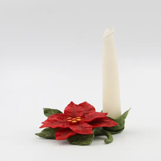 Ceramic Poinsettia Flower Candle Holder, Home D&eacute;cor, Gift for Her, Gift for Mom, Kitchen D&eacute;cor, Christmas D&eacute;cor {3}