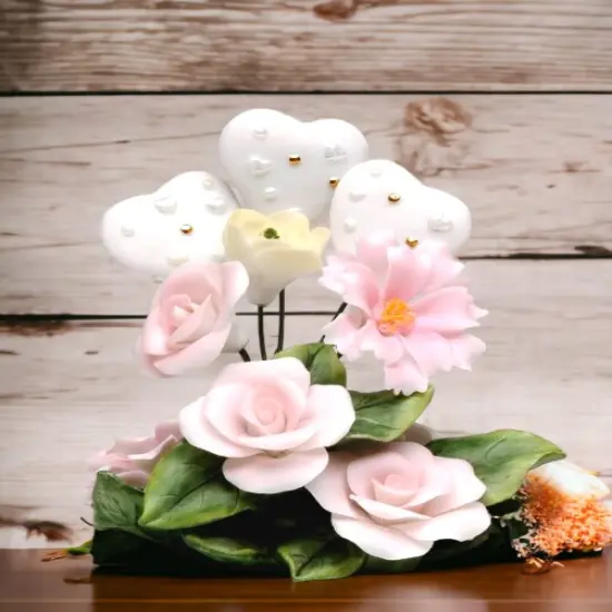 Ceramic Rose Flower Figurine, Wedding D&eacute;cor or Gift, Anniversary D&eacute;cor or Gift, Home D&eacute;cor, Vanity Decor {1}