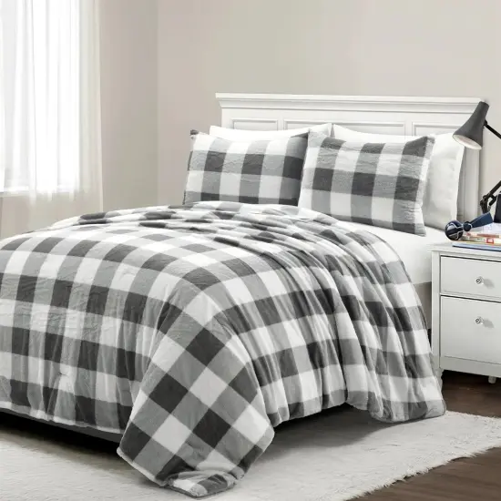 Soft Polyester Plaid All Season Comforter Set with Reversible Design for Modern Bedrooms {1}