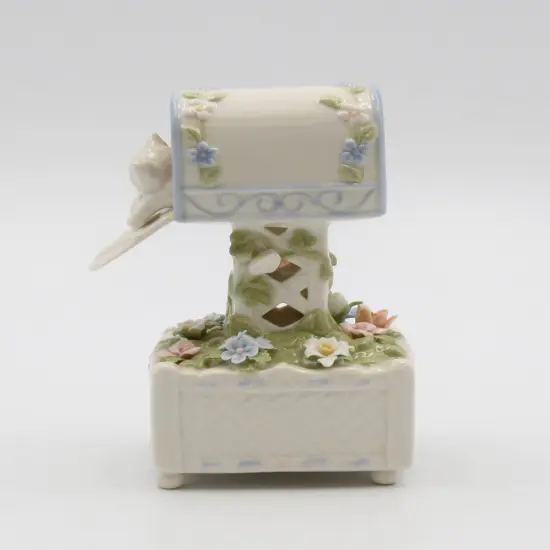 Ceramic Cat Sleeping in Mailbox Playing "Memory", Cat Lover Gift, Gift for Her {3}