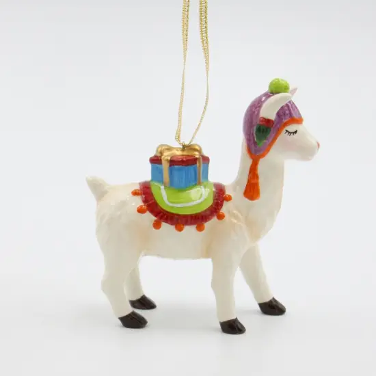 Ceramic Alpaca/Llama With Gift Ornament, Home D&eacute;cor, Gift for Her, Gift for Mom, Christmas D&eacute;cor {2}