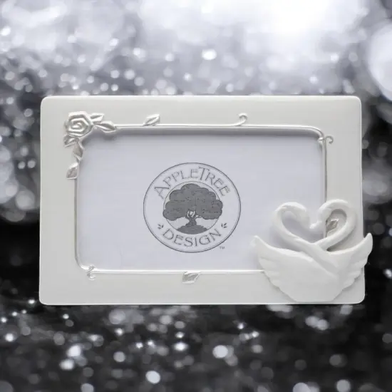 Ceramic Swan Couple Wedding Photo Frame ( 4" x 6" ), Wedding Decor, Wedding Gift {2}