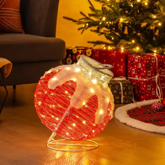 Outdoor Christmas Lantern Pop-Up Lighted Festive Ball with 80 LED Lights and Support Base {2}