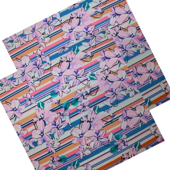 Flowers on Stripes Printed Spandex Fabric {5}