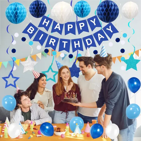 Blue Happy Birthday Decorations {3}