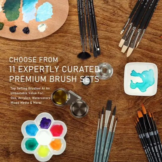 Creative Mark Mimik Hog Professional Synthetic Hog Bristle Paint Brush - Try-Me Set of 4 - Versatile Alternative to Natural Hog Hair Paint Brushes for Oil Painting, Acrylics, Inks, Dyes, Gouache, Watercolors & More {6}