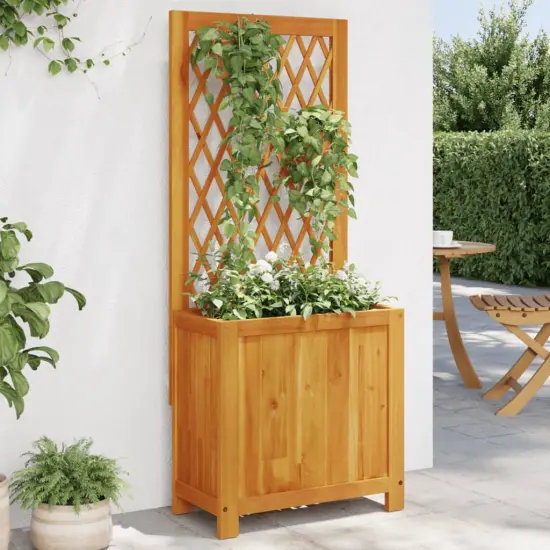 vidaXL Planter with Trellis 21.7"x11.6"x52" Solid Wood Acacia {1}