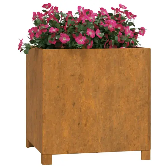 vidaXL Planters with Legs 2 pcs Rusty 19.3"x18.5"x19.7" Corten Steel {3}