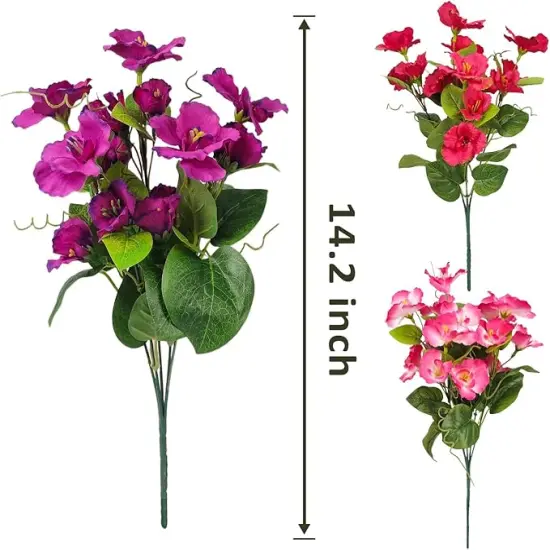 6 Bundles Artificial Hibiscus Flowers for Planters Fake Plants Outdoor Fake Flowers for Front Porch Garden Spring Decor {6}