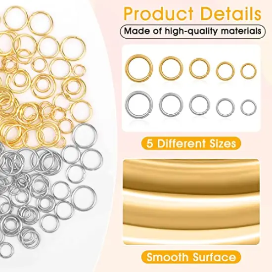 4600 Pieces Silver and Gold Jump Rings with Open/Close Tools for Jewelry Making and Necklace Repair (Assorted Sizes) {4}
